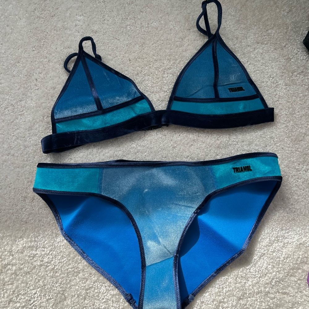 triangl blue velvet bikini. Old style not sold anymore